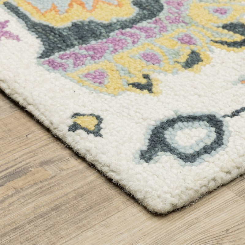 Style Haven Sunnyside Floral Hand-tufted Wool Ivory/ Orange Area Rug