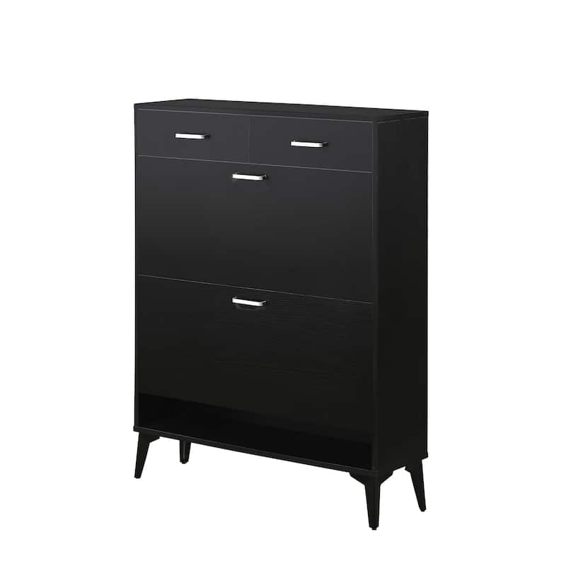 FreeStanding Shoe Cabinet with 2 Flip Drawers and Handles for Entryway
