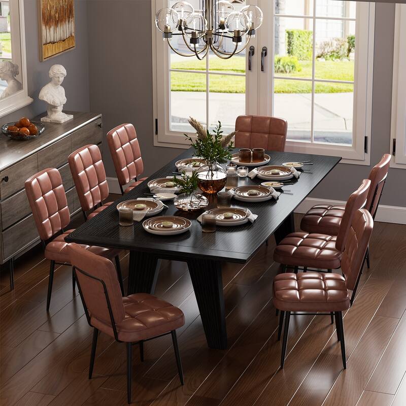 Modern Dining Chairs Set of 2/4/6/8, Upholstered Kitchen Chairs with Thick Cushion for Dining Room - Set of 8 - Brown