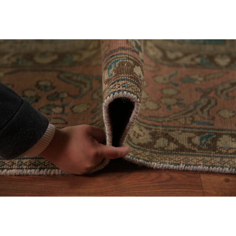 Geometric Tabriz Persian Area Rug Hand-Knotted Traditional Wool Carpet - 9'10"x 12'8"