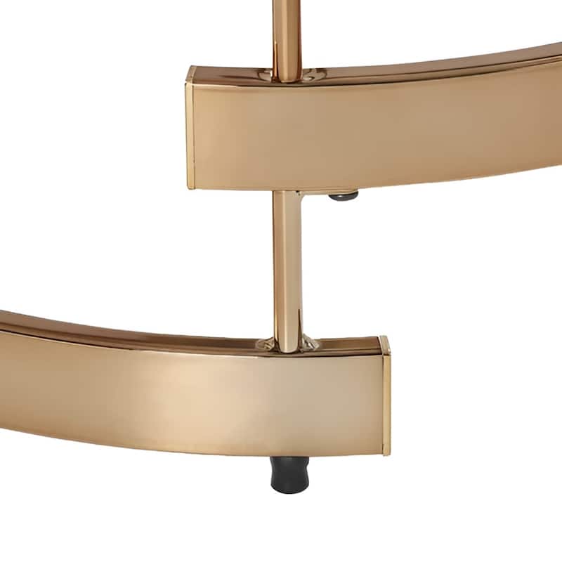 21" Contemporary Round End Table with Glass Top and Gold Iron Base for Living Room or Bedroom - 21.25" H x 23.25" W x 23.25" D