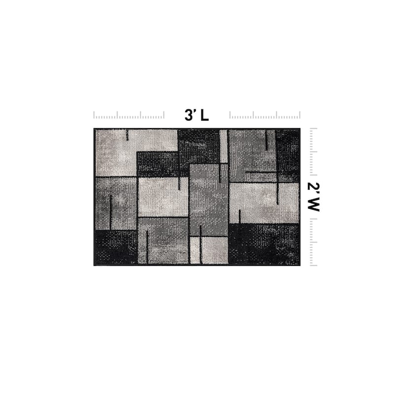 Modern Linear Area Rug for Living Room, Bedroom, or Entryway - Low Pile Indoor Rug