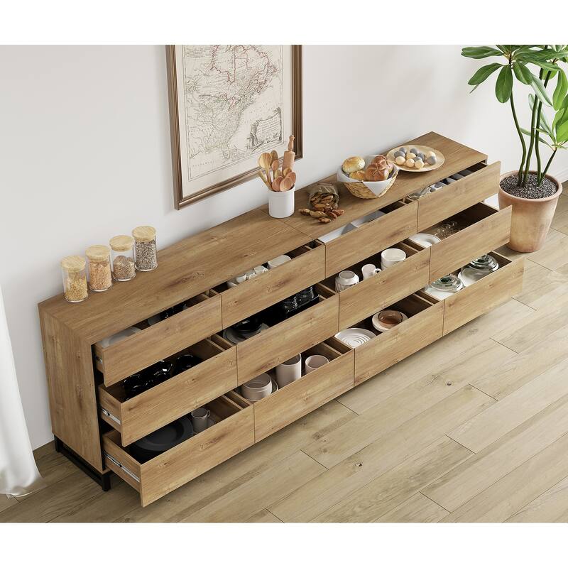 WAMPAT Modern Buffet Sideboards, Sideboard Buffet Cabinet with 6 Drawers , Coffee Bar Storage Cabinet for Kitchen