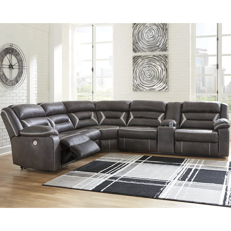 Signature Design by Ashley Kincord Black 4-Piece Power Reclining Sectional