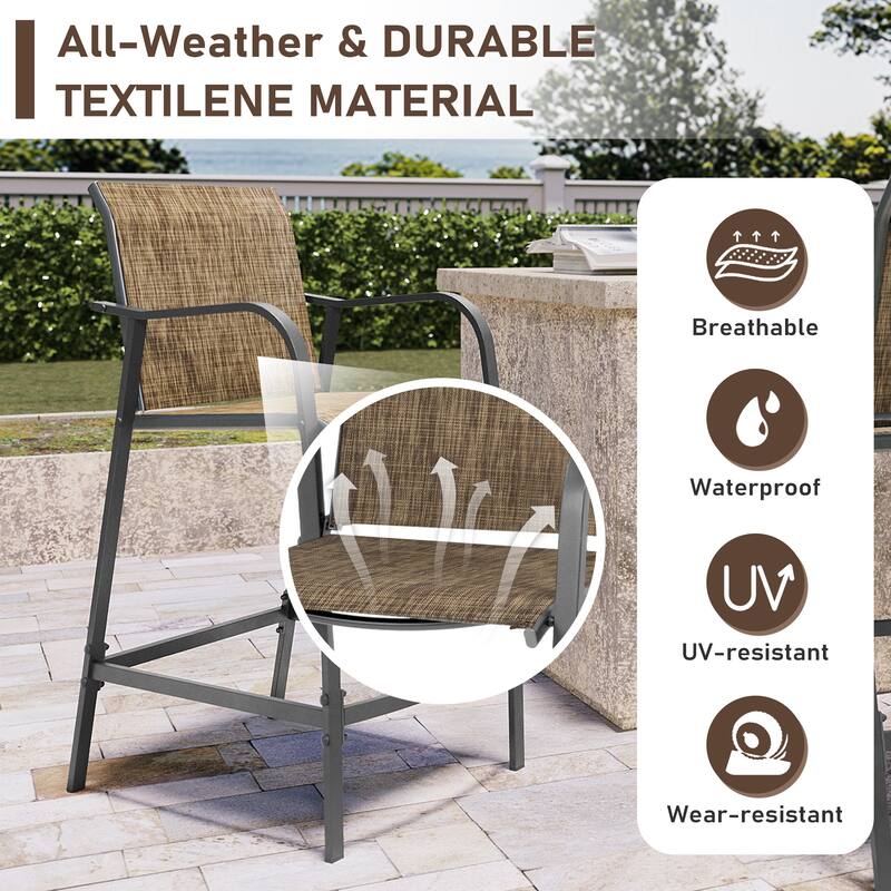 Pellebant Outdoor Bar Height Barstools Dining Chairs