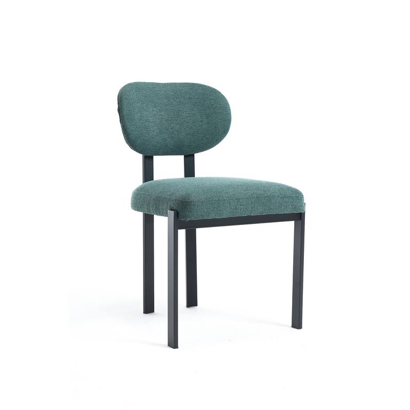 Modern Dining Room Chairs, Mid-Century Upholstered Boucle Kitchen Dining Chairs with Black Metal Legs
