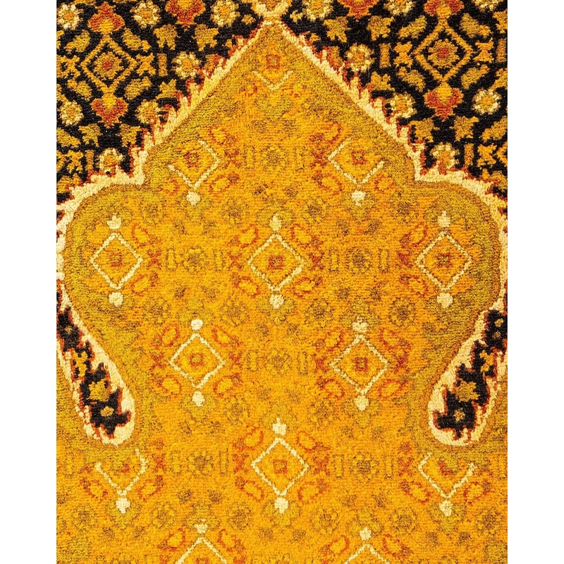 Overton Handknotted Wool Vintage Inspired Contemporary Overdyed Black Area Rug - 18' 7" x 11' 10"