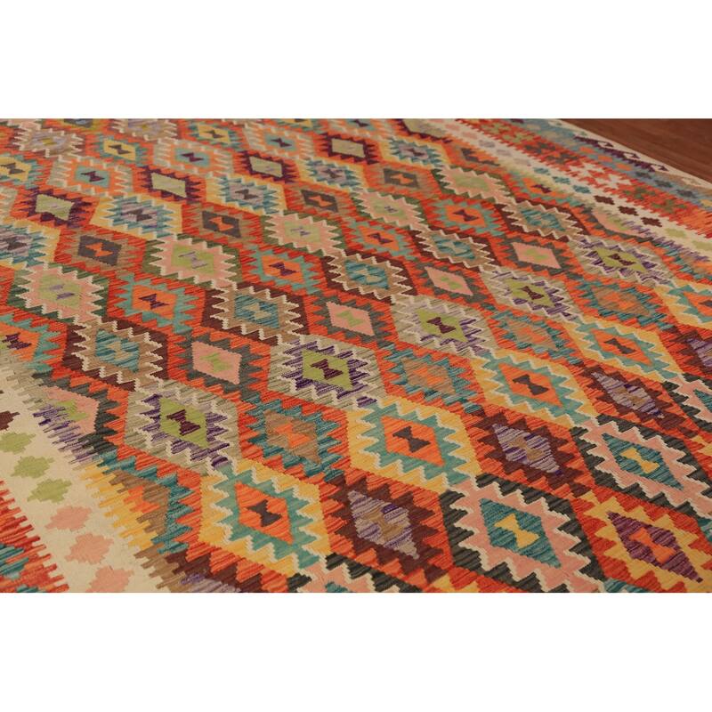 Kilim Oriental Rug Flatweave Reversible Multi-Color Wool Carpet - 10'2"x 13'4"