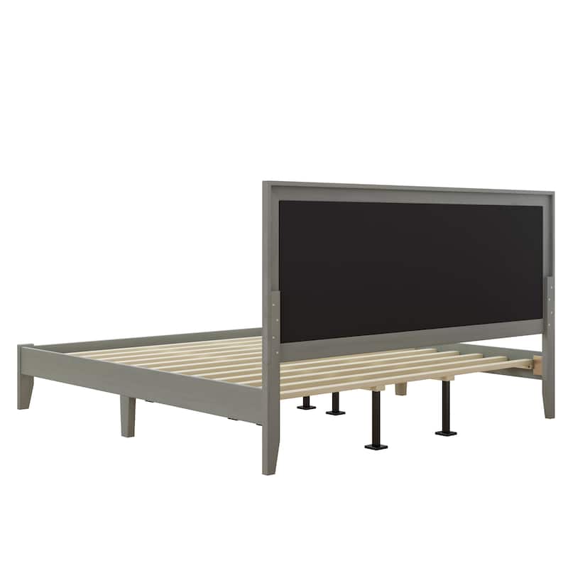 Solid Wood Platform Upholstered Headboard King Bed