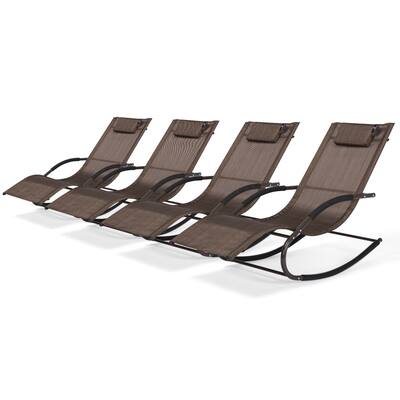 Outdoor Chaise Lounge , Set of 4 with Removable Pillow - 56.3*24.8*35