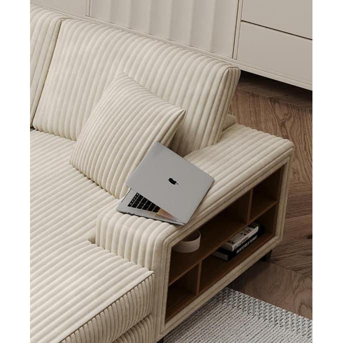 79.5" Corduroy Sectional Sofa Sleeper Sofa, Convertible Double Chaise Lounges Couch