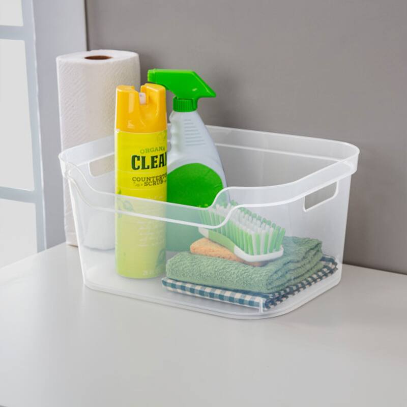 Sterilite 7 x 11 x 14.25 Inch Open Storage Bin w/ Carry Handles, Clear (6 Pack) - 7 x 11 x 14.25 inches