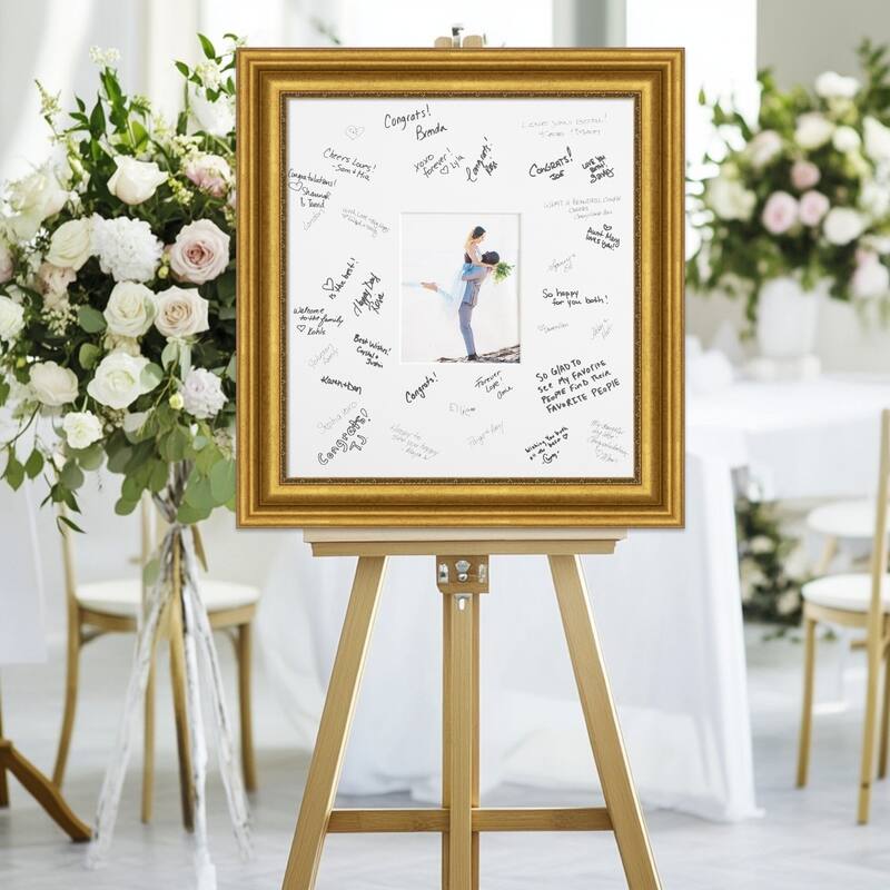 Parlor Signature Mat Picture Frame - Autograph Photo Frame Guest Book Alternative for Weddings, Graduations, or Retirement - 8x10 - Parlor Gold