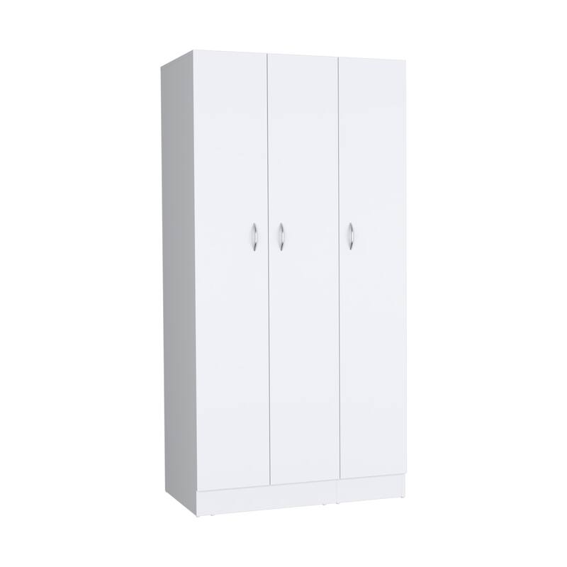 35.4" Modern Three-door Armoire with 2 Drawers and 4-Tier Shelves for Bedroom