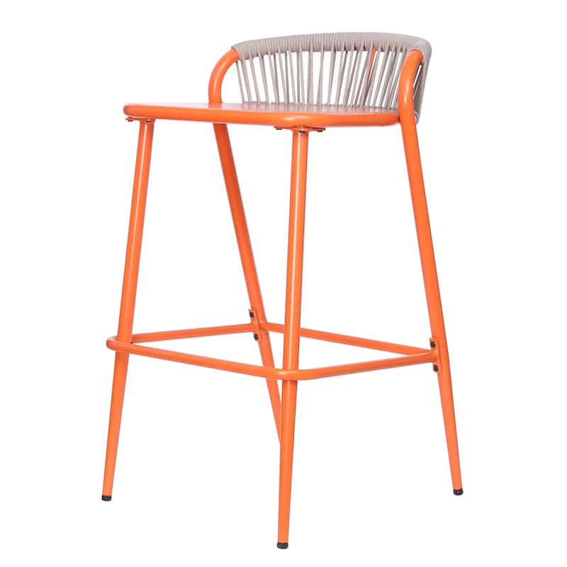 Christopher Knight Home - Samantha Durable Outdoor Barstools with Rope-Woven Backrest, Set of 2