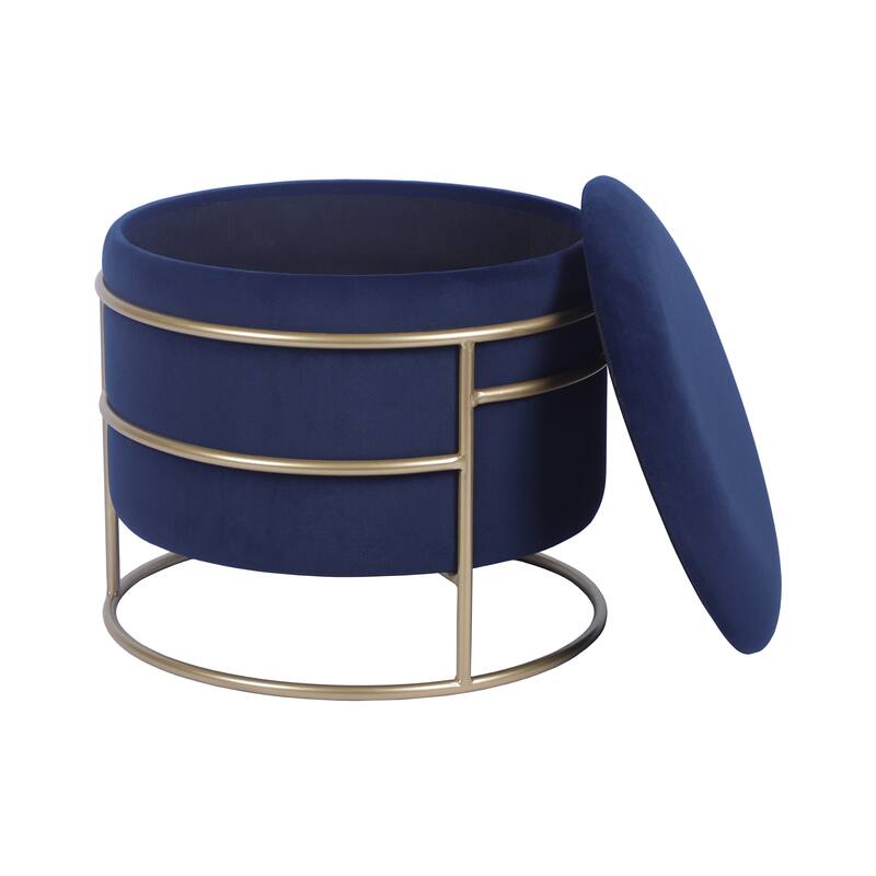 Elegant Round Storage Ottoman Comfortable choice, multiple functions, classic design, and cozy corners with Gold Frame,