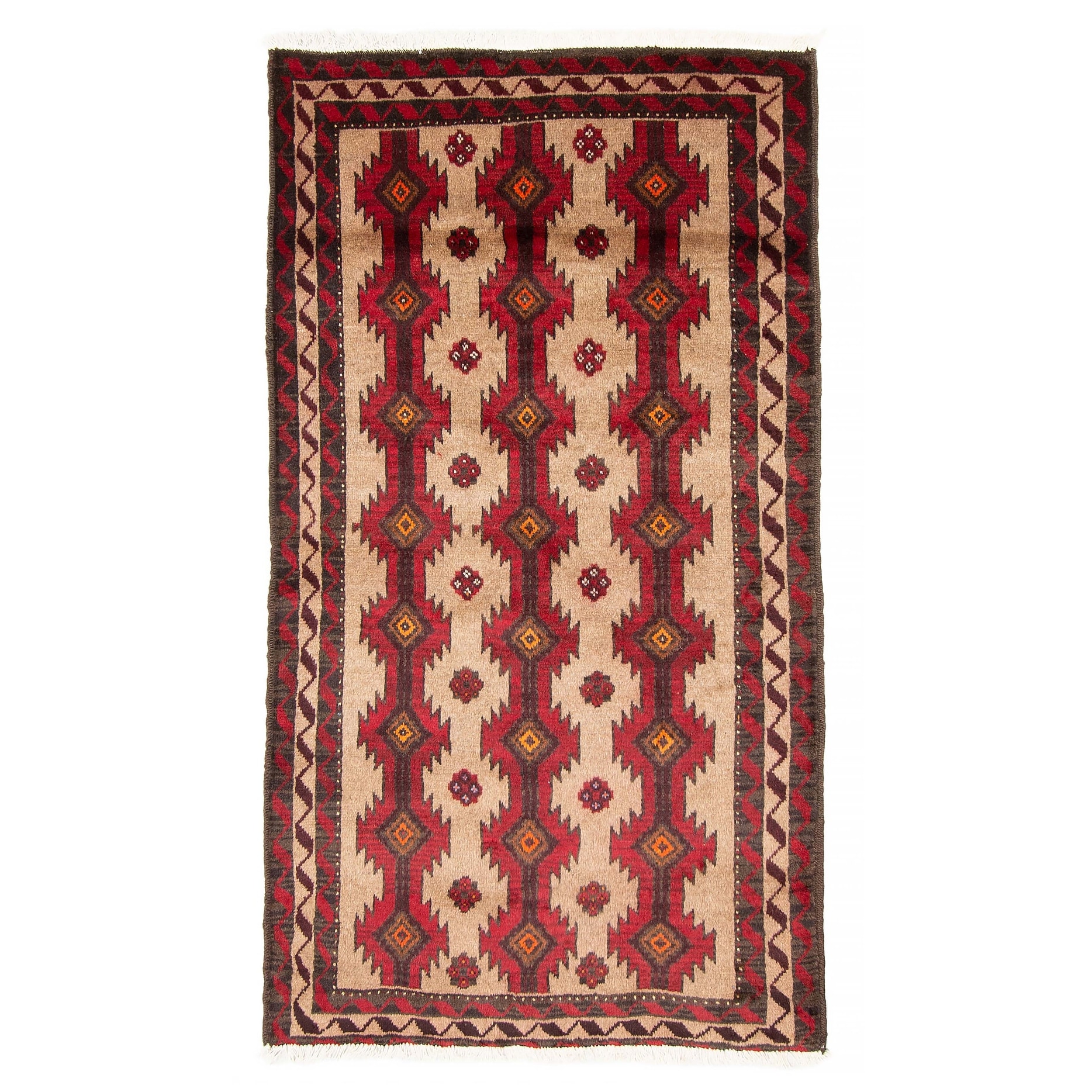ECARPETGALLERY Hand-Knotted Royal Baluch Tan Wool Rug - 3'4 x 5'7