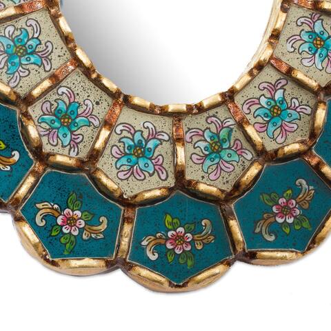 Novica Handmade Colonial Arrangements Reverse-Painted Glass Wall Mirror