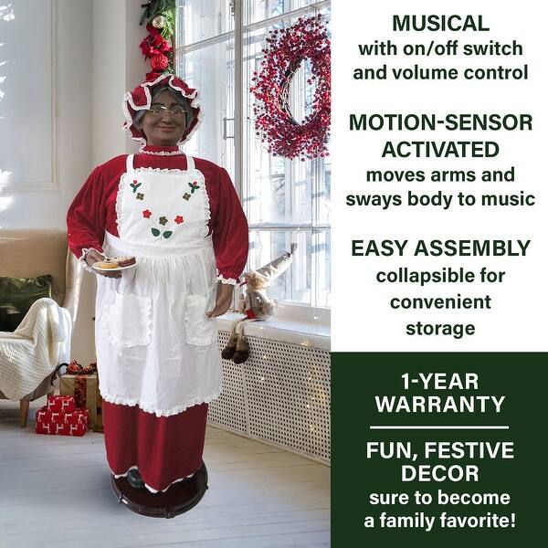 Fraser Hill Farm 58-In. African American Dancing Mrs. Claus with Apron and Cookies, Life-Size Christmas Holiday Indoor Decor - Bed Bath & Beyond - 34701853 Fraser Hill Farm 58-In. African American Dancing Mrs. Claus with Apron and Cookies, Life-Size Christmas Holiday Indoor Decor - Bed Bath & Beyond - 34701853
