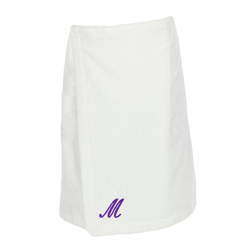 Authentic Hotel and Spa Turkish Cotton Terry Monogrammed White Womens Spa and Shower Towel Wrap - White/M