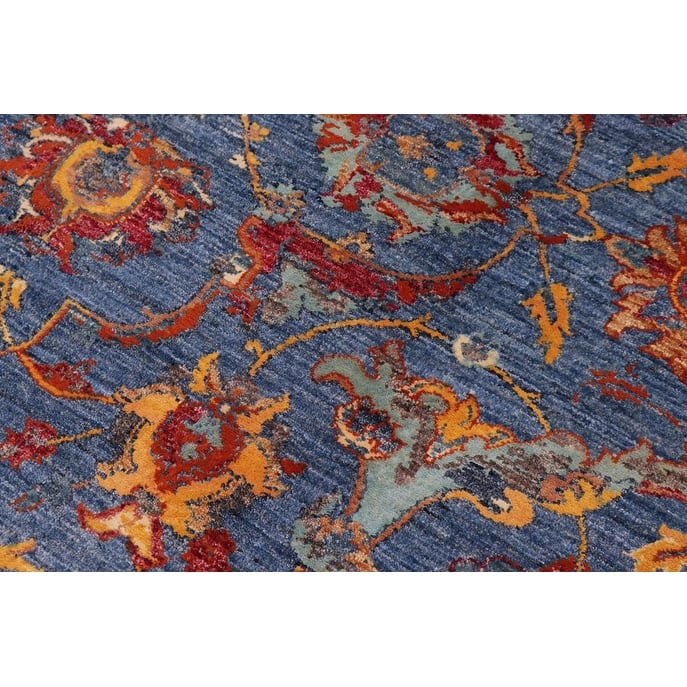 Chic Ziegler Madisyn Blue Rust Hand-Knotted Wool and Silk Rug - 9'2'' x 12'2''