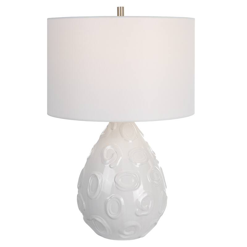 Whimsical Loop Glossy Table Lamp with Drum Shade - 25" - White