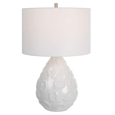 Whimsical Loop Glossy Table Lamp with Drum Shade - 25" - White
