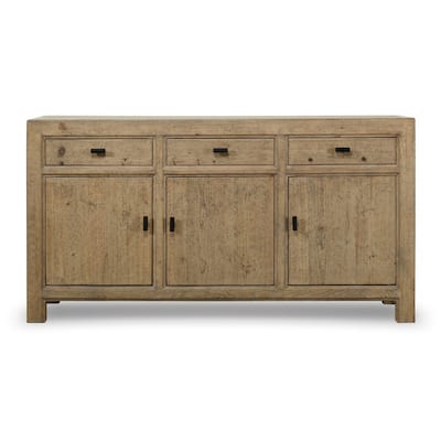 68" Long Three Drawers Sideboard Weathered Neutral..