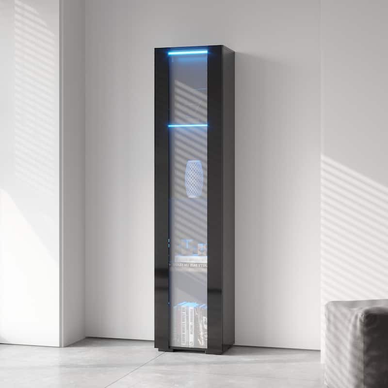 Storage Cabinets with Aluminum Strip Lamp & with Glass Shelves