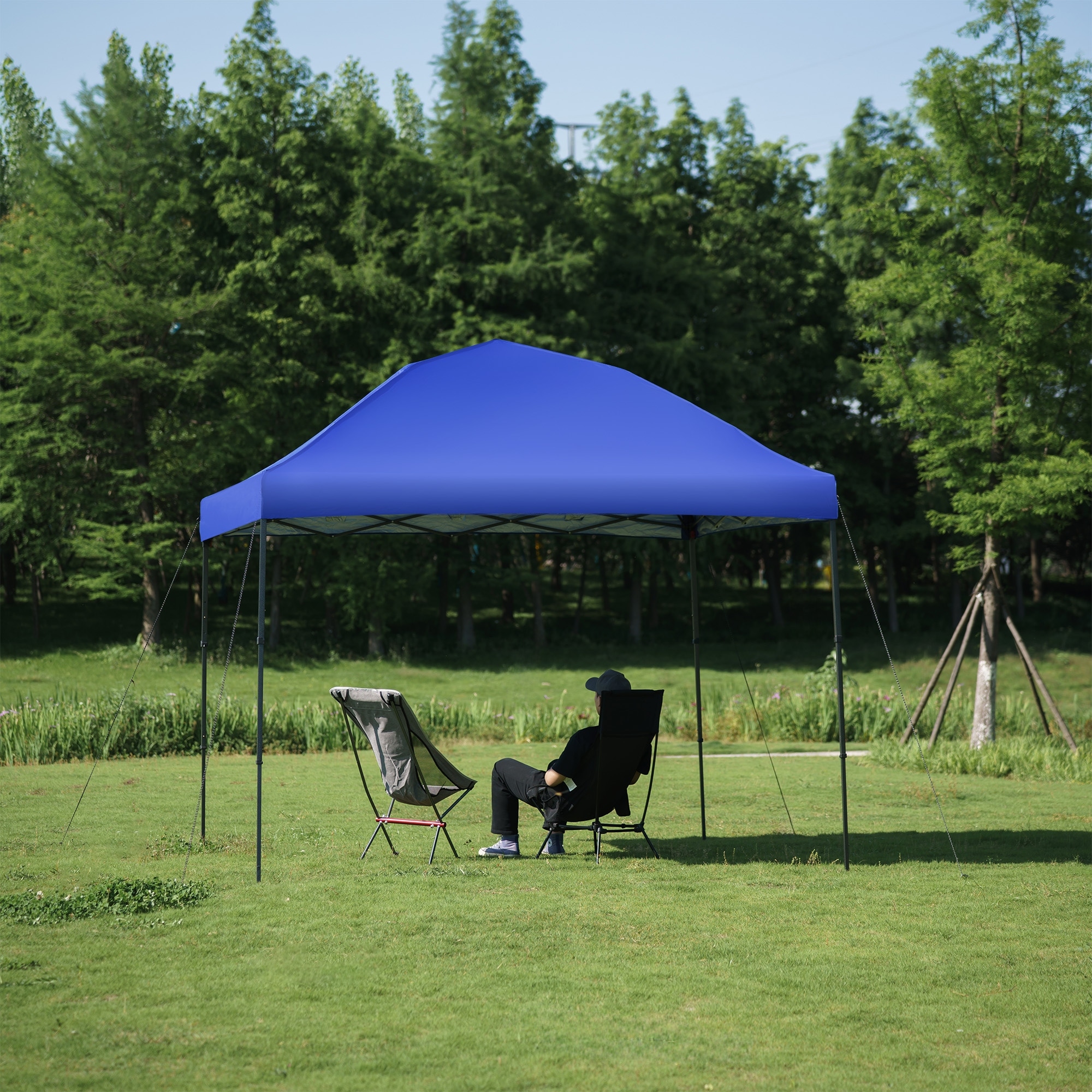 10x10 Pop Up Canopy Beach Tent with One Push Setup Easy Outdoor Sun Shade for Events Parties Camping With Silver Coated Top