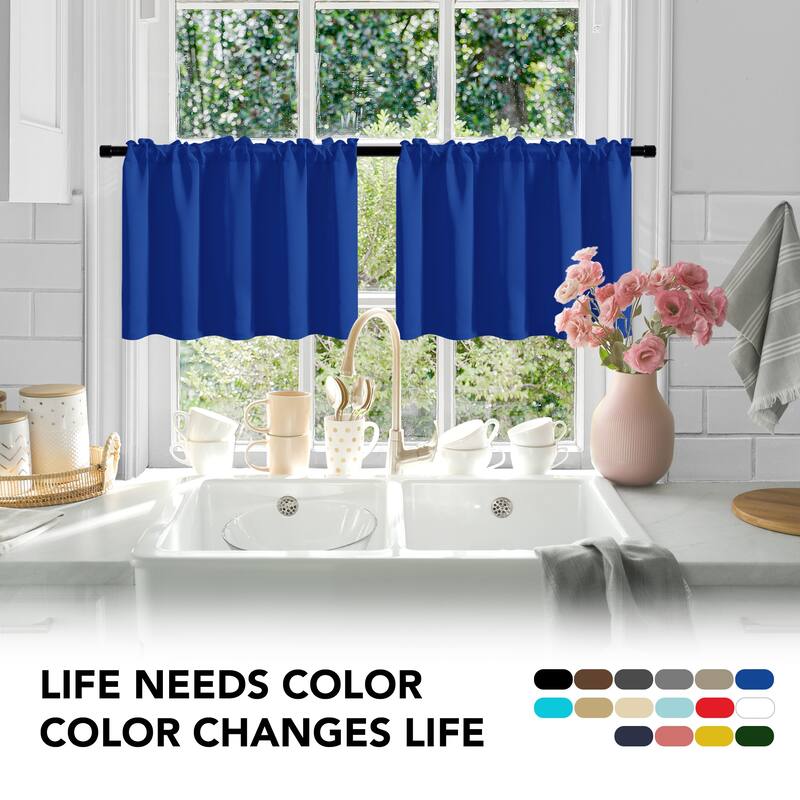 Deconovo Cafe Curtains Rod Pocket Window Short Drapes Tier Pair