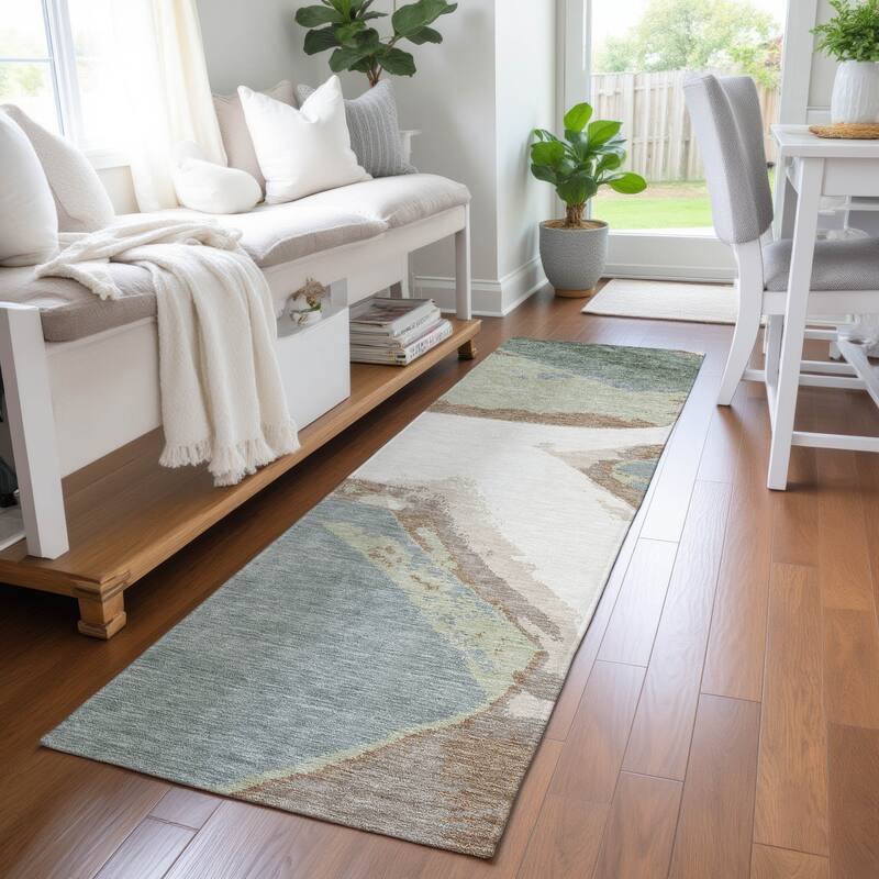 Machine Washable Indoor/ Outdoor Modern Cheney Chantille Rug