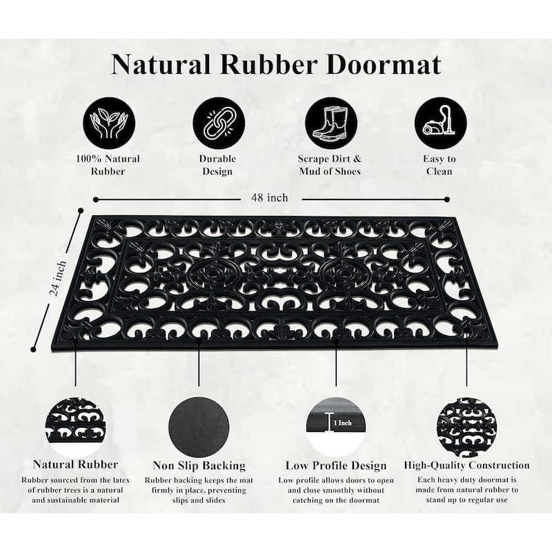 A1HC First Impression Natural Rubber Durable Attractive Entry Doormat