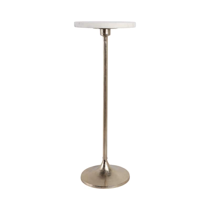 Metal Base Marble Top Modern Glam Accent Table Round Silhouette