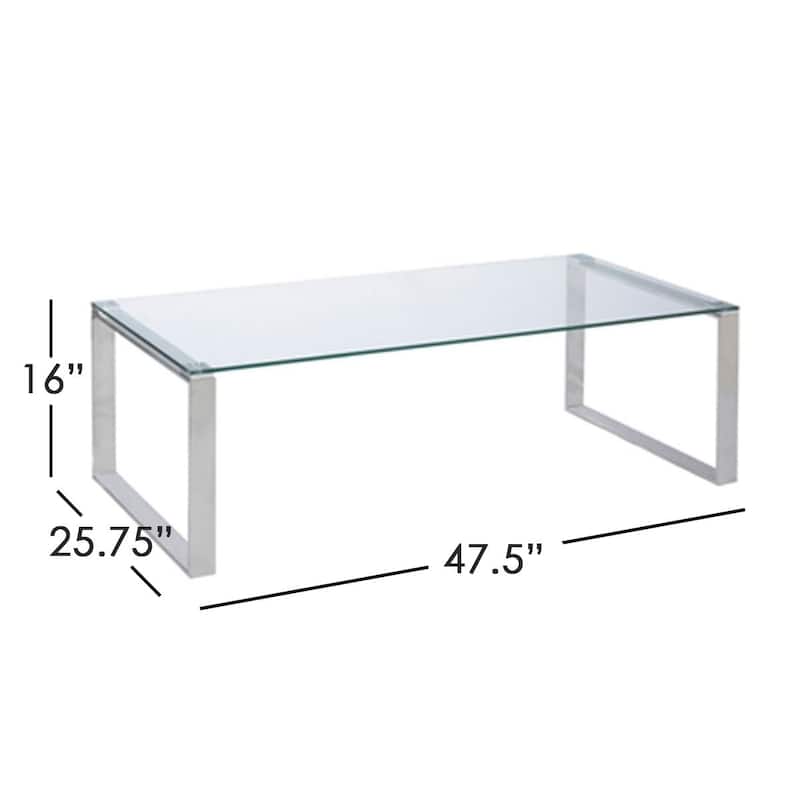 Gem Modern Tempered Glass & Stainless Steel Coffee Table (2 Size Options)