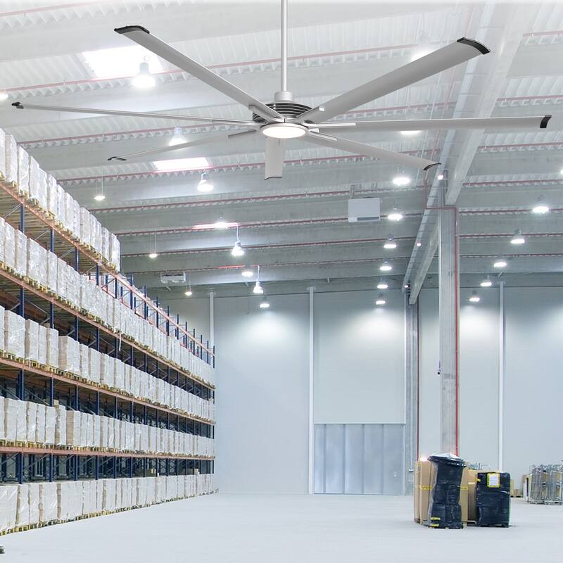 100" Indsutrial Silver Extra Larger Commercial Ceiling Fan with Light and Remote