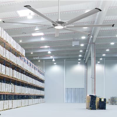 100" Indsutrial Silver Extra Larger Commercial Ceiling Fan with Light and Remote