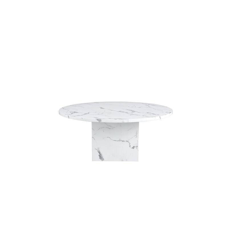 60'' Diameter Round Marble Table with Cubical Marble Base