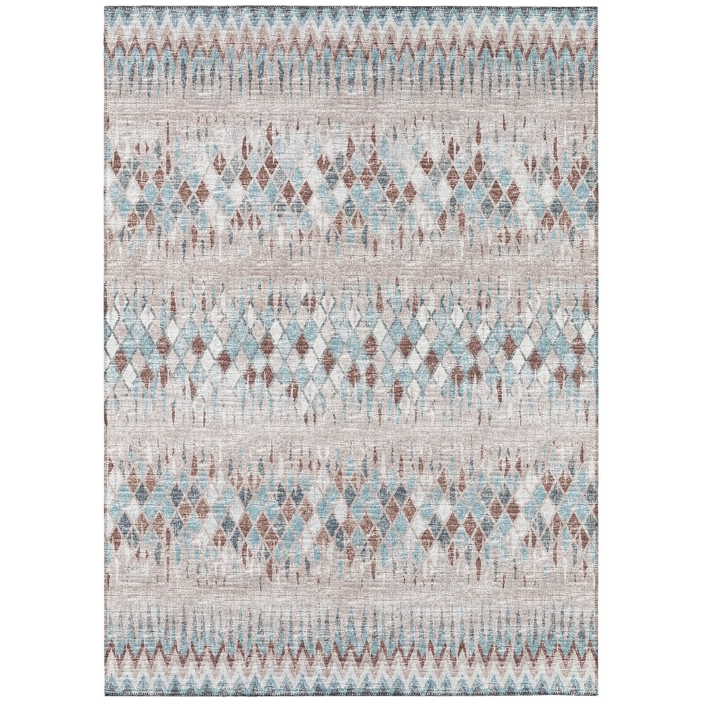 Indoor/Outdoor Rylee Boho Diamonds Washable Rug New