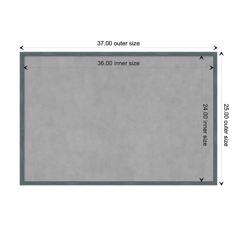 Amanti Art Dixie Blue Grey Rustic Narrow Framed Magnetic Board - Board Size 36x24