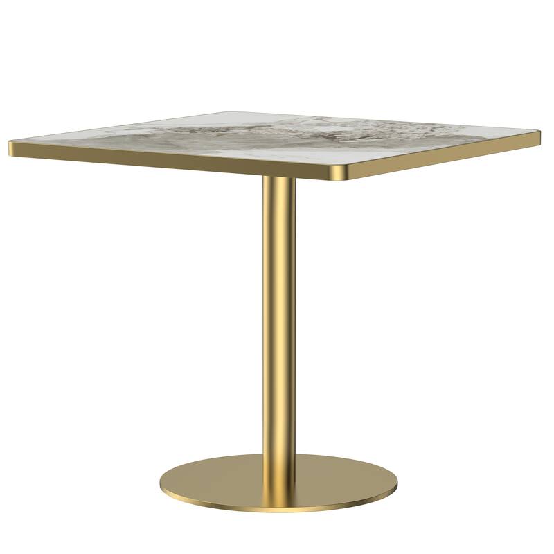 Modern Dinning Table Bistro Tulip Table with Faux Marble Top & Metal Frame Diameter