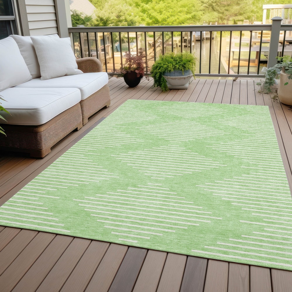 Machine Washable Indoor/ Outdoor Modern Stripe Chantille Rug