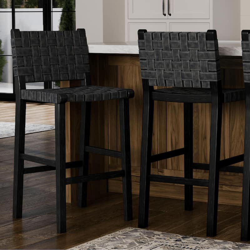 Maven Lane Noah Kitchen Dining Stool with Vegan Leather