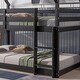 preview thumbnail 11 of 19, Twin over Twin Size Wood Loft Bed with Roof Design, Safety Guardrail and Ladder