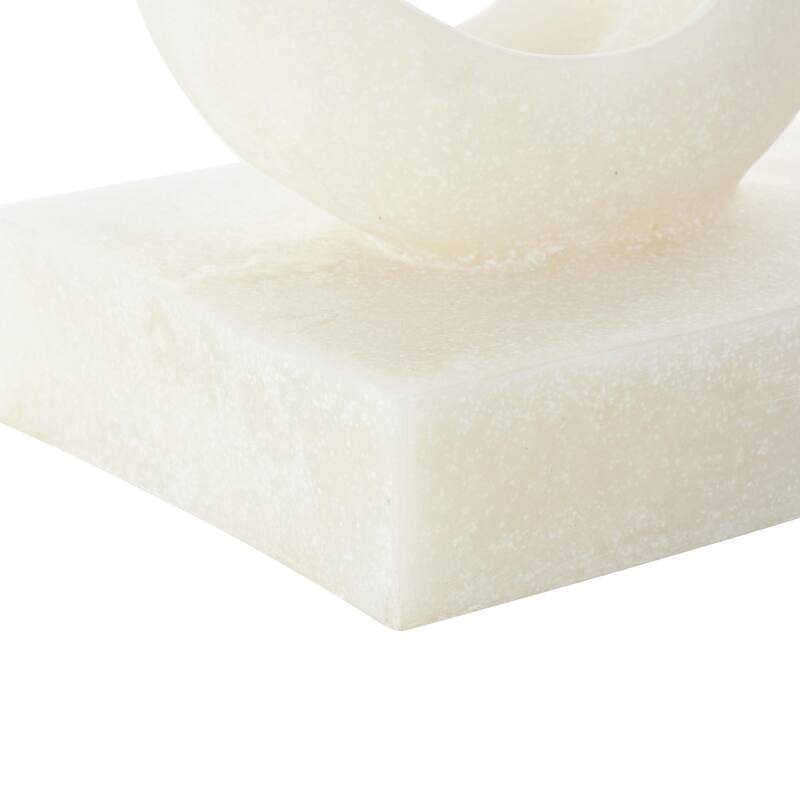 Polystone Abstract Twisted Wave Decorative Sculpture with Elevated Base - White - Roche River Decor