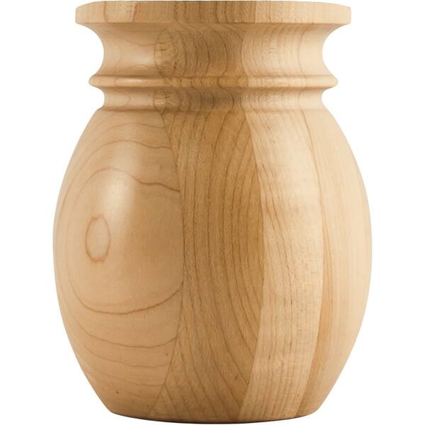 slide 1 of 1, Hardware Resources Bun Foot with Bullnose and Cove Styling, 5"H x 4"D Natural Hard Maple