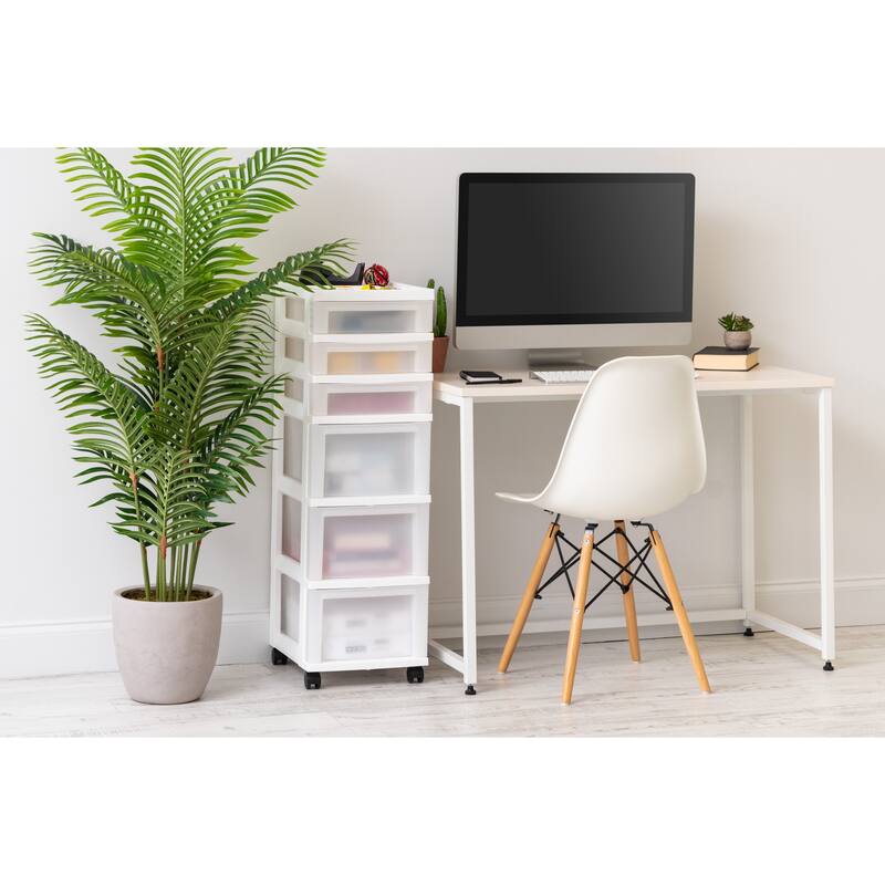 6-Drawer Storage Cart White/Pearl