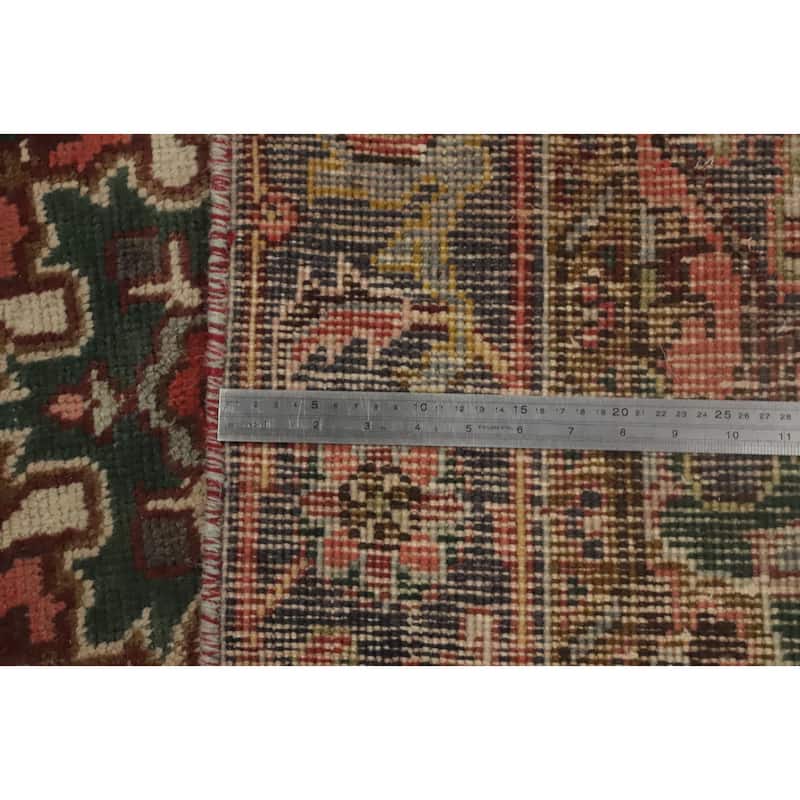 Hand Knotted Oriental 100% Wool Carpet Traditional Floral Oranges & Rust Heriz Area Rug - 9' 2'' X 6' 1''