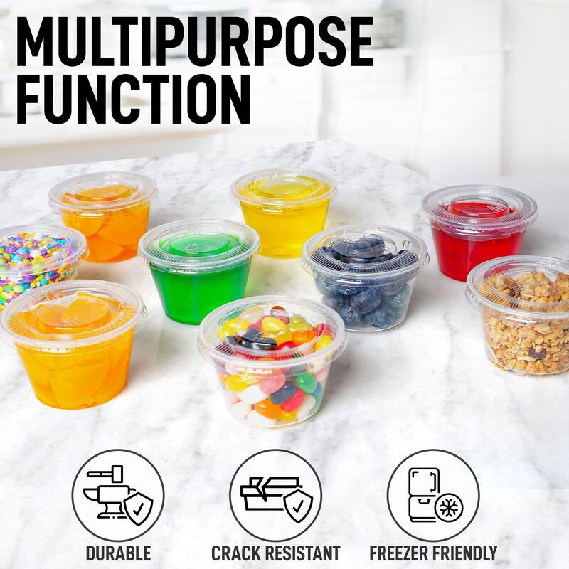 Zulay Kitchen Plastic Portion Cup Condiment Container with Lids by Simple Craft
