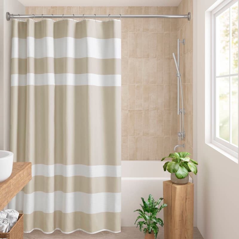 Madison Park Spa Waffle Shower Curtain with 3M Treatment - 54x78" - Taupe